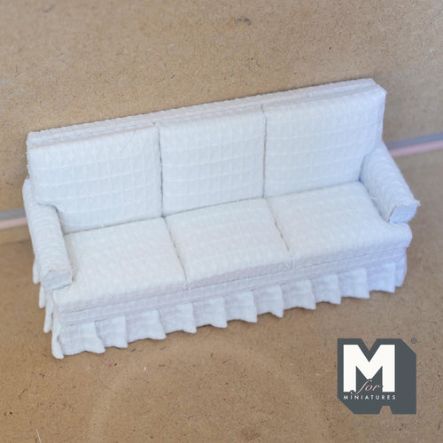 Miniature 3 Seater Couch 1:12 Scale Dollhouse Furniture Trip Cushion Sofa 6-11/16 inch long - K031