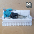 Miniature 3 Seater Couch 1:12 Scale Dollhouse Furniture Trip Cushion Sofa 6-11/16 inch long - K031