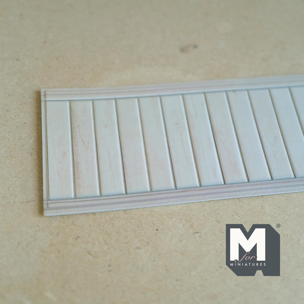 1:12 Scale Miniature Dollhouse Wood Grain Vertical Plank Wainscot Panel, 8-1/4 inch long (foamboard) (light beige)