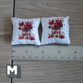 Miniature Love and Hearts Cushion Set of 2 , 1:12 Scale Dollhouse Decor 1-9/6 inch wide (style d) - K030