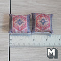 Miniature Cushion Set of 2 , 1:12 Scale Dollhouse Decor 1-9/6 inch wide (red) (style f) - K030