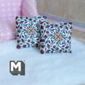 Miniature Flowers Themed Cushion Set of 2 , 1:12 Scale Dollhouse Decor 1-9/6 inch wide (style i) - K030