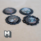 Miniature Oval Flower Paintings Set of 4 , 1:12 Scale Dollhouse Decor Black Picture Frames 1-7/16 inch tall - F042