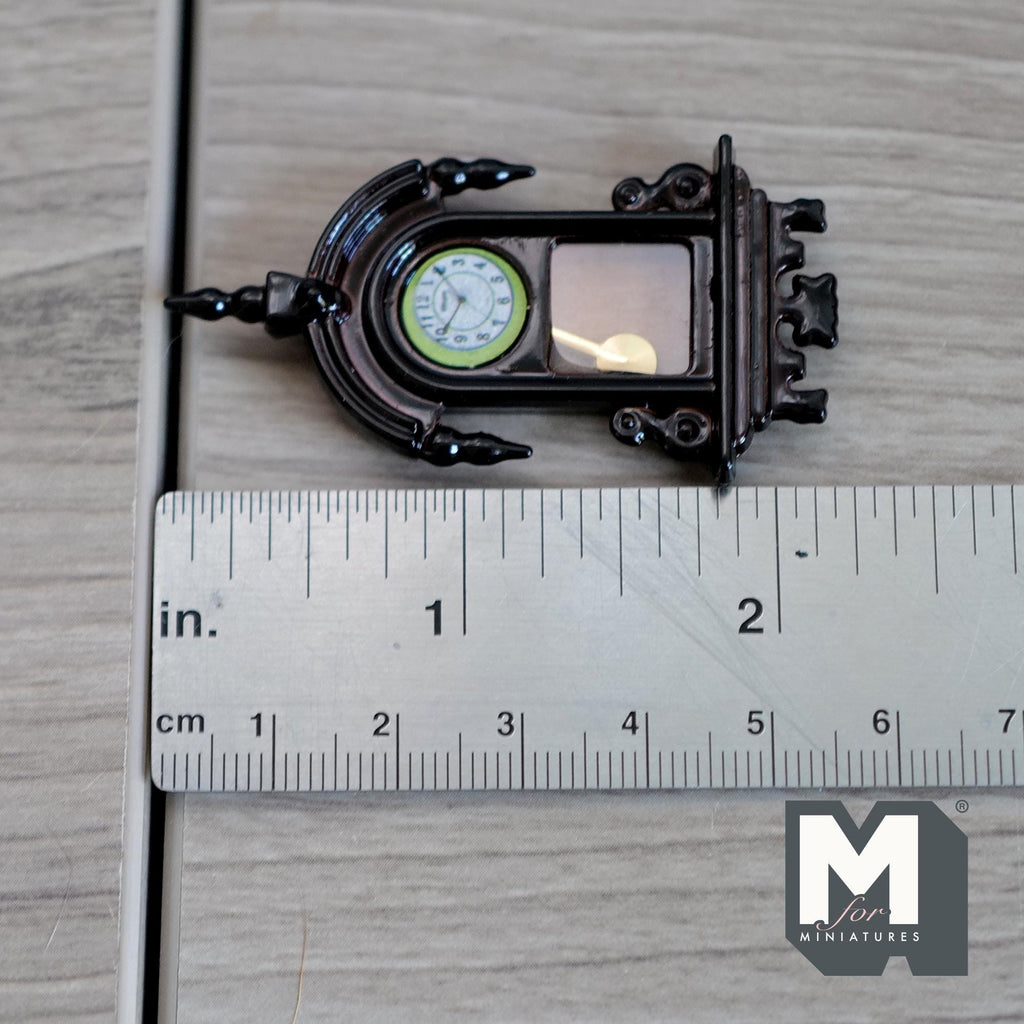Dollhouse drop wall clock 1:12 scale miniature vintage style clock 2-3/16 inch tall (brown) (non working) - B050