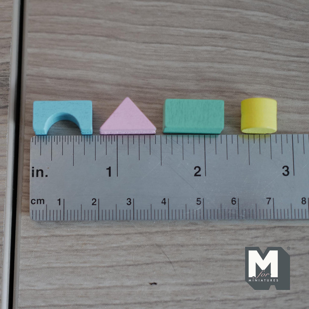 Miniature Building Blocks 1:12 Scale Dollhouse Nursery Room Geometric Blocks Decor Set of 8 (wood) - G038