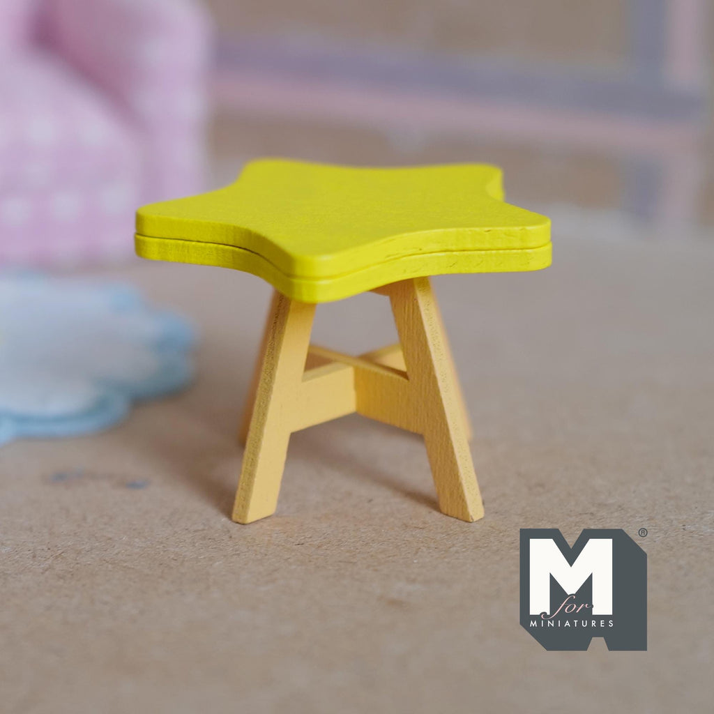 1:12 Scale Miniature Star Table Kit for Nursery or Playroom, 1-5/16 inch tall, Self-assemble DIY Dollhouse Supply (yellow and orange)