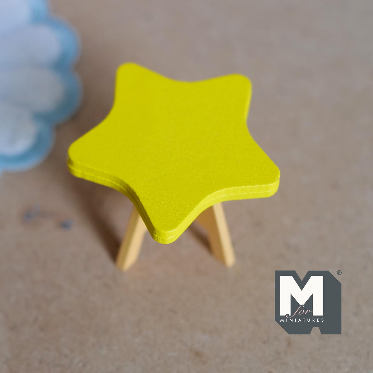 1:12 Scale Miniature Star Table Kit for Nursery or Playroom, 1-5/16 inch tall, Self-assemble DIY Dollhouse Supply (yellow and orange)