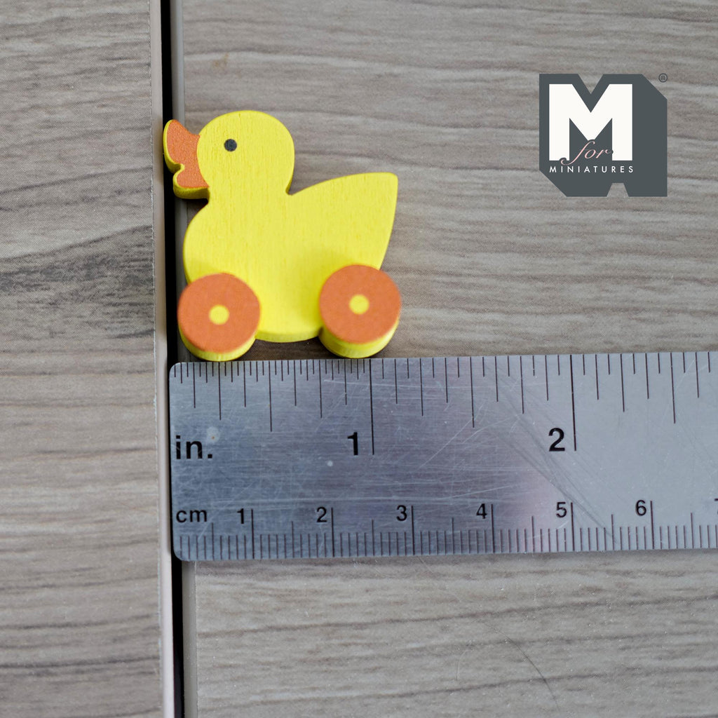 Miniature Yellow Duck Pull Toy 1:12 Scale Dollhouse Nursery Decor Pull Along Duck 1-1/4 inch tall - G038