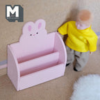 1:12 Scale Miniature Wood Bunny 2 Tier Bookshelf Kit, Unassembled, 2-7/16 inch wide, DIY Dollhouse Supply (pink)