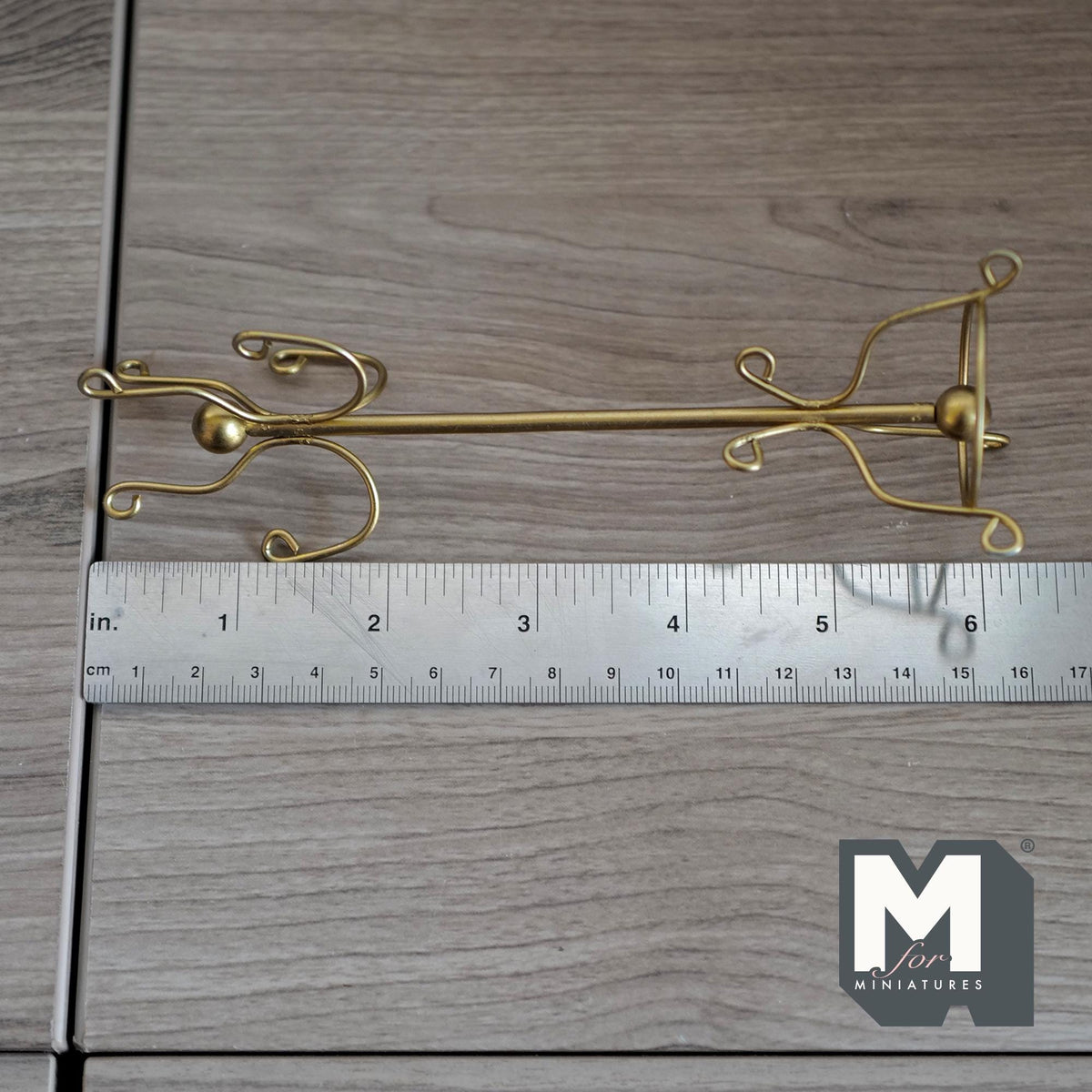 Miniature Coat Rack 1:12 Scale Dollhouse Clothes Stand , Coat Tree , Hall Coat Tree 6 inch tall (matte gold) - J001
