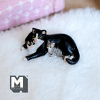Miniature Tuxedo Cat and Kittens 1:12 Scale (cast resin) - C034