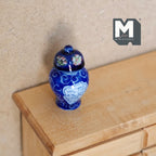 Miniature Ceramic Ginger Jar with Lid Container Urn 1:12 Scale Dollhouse Decoration Vessel 1-5/16 inch tall - B087