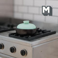 Miniature Cooking Pot 1:12 Scale Dollhouse Supplies Kitchen Metal Pot and Lid (mint green)- E045