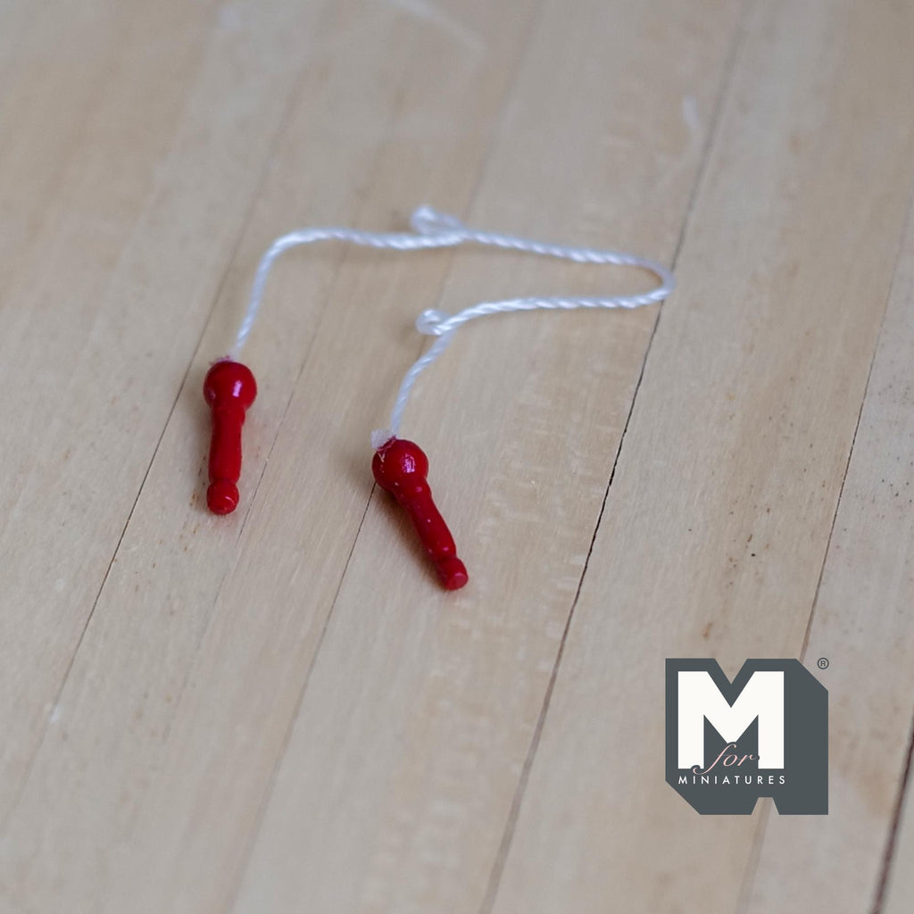 Miniature Jump Rope with Red Handles 1:12 Scale Dollhouse Playroom Decor 5-7/16 inch long - G069