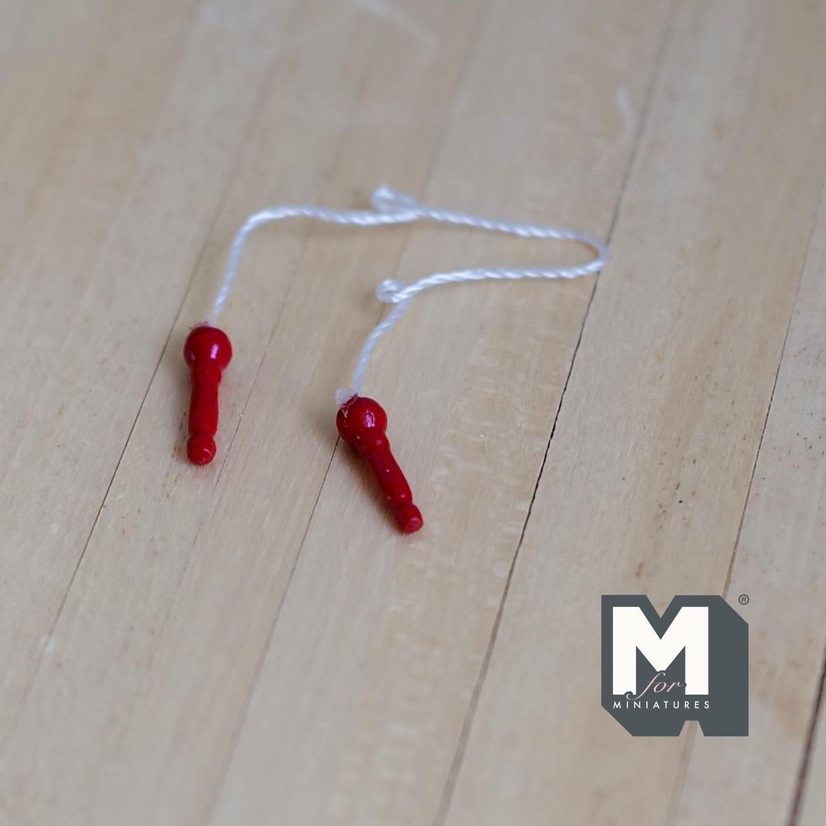 Miniature Jump Rope with Red Handles 1:12 Scale Dollhouse Playroom Decor 5-7/16 inch long - G069