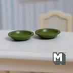 Miniature Soup Plates 1:12 Scale Dollhouse Tableware Serving Plates Set of 2 , 13/16 inch dia. (green) (metal) - A043