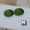 Miniature Soup Plates 1:12 Scale Dollhouse Tableware Serving Plates Set of 2 , 13/16 inch dia. (green) (metal) - A043