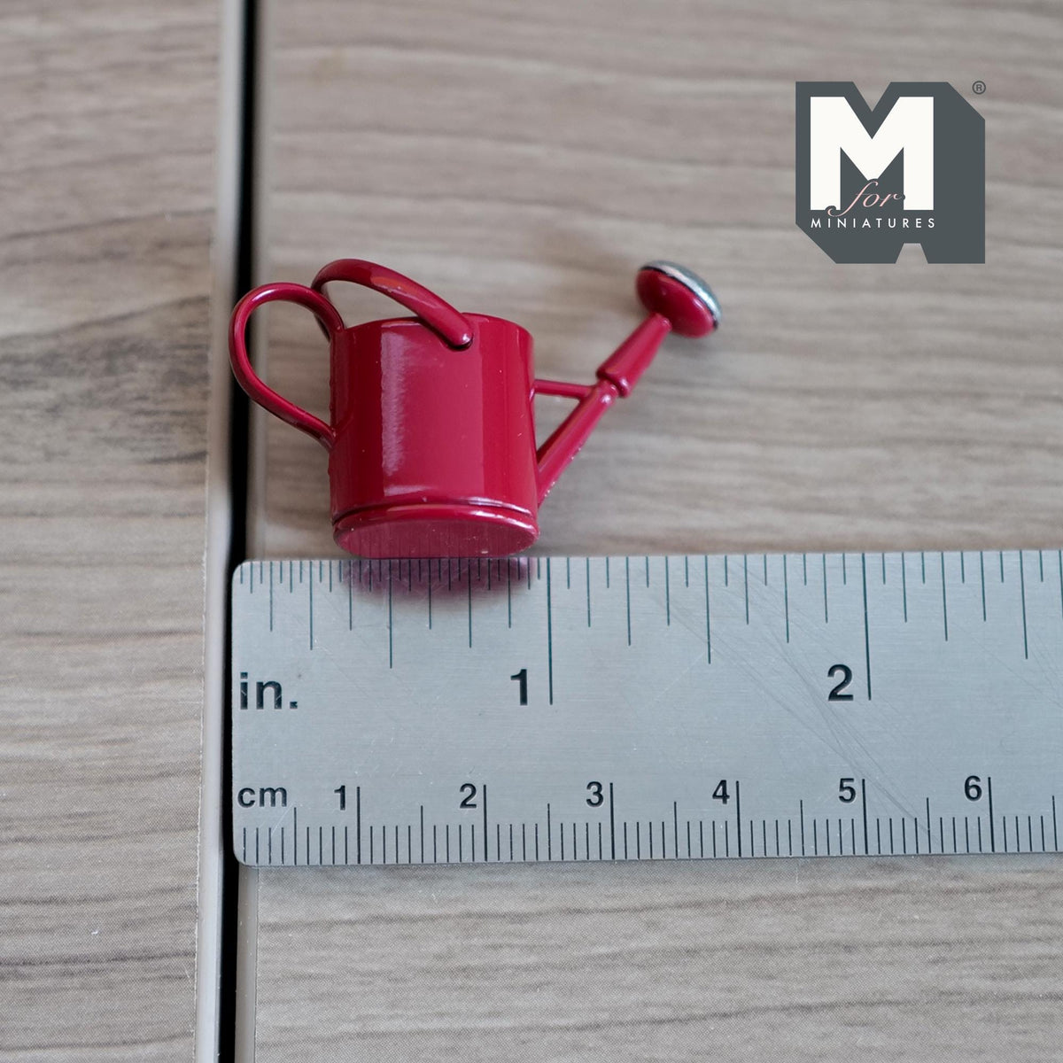 Miniature Metal Watering Can – 1:12 Scale Dollhouse Fairy Garden Accessory Watering Pot Vessel (red) - F104