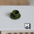 Miniature Coffee Cup and Saucer Set 1:12 Scale Dollhouse Tea Cup Drinkware Set of 2 (green)  - F071