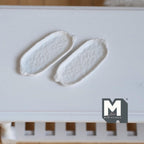 1:12 scale miniature irregular textured serving plates in white, style D, set of 2, long narrow platters on a white table