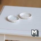 Miniature Irregular Shaped Food Bowls Set of 2, 1:12 Scale Dollhouse Kitchen Decor Tableware 5/8 inch long (white) (metal) (style g) - A043