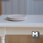 Miniature Dining Plates Dollhouse Tableware Serving Plates Set of 2 , 1-1/8 inch dia. (beige)  (Metal)- A041