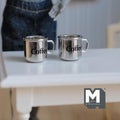 Miniature Metal Coffee Mugs Set of 2 Dollhouse Kitchen Accessories Drinkware 1/2 inch tall - F066