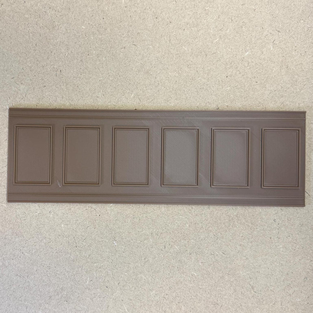 Dollhouse Embossed Wainscot Panel 1:12 Scale Classic Raised Rectangle Wall Molding 9-13/16 inch long (3D printed) (light brown) - J012