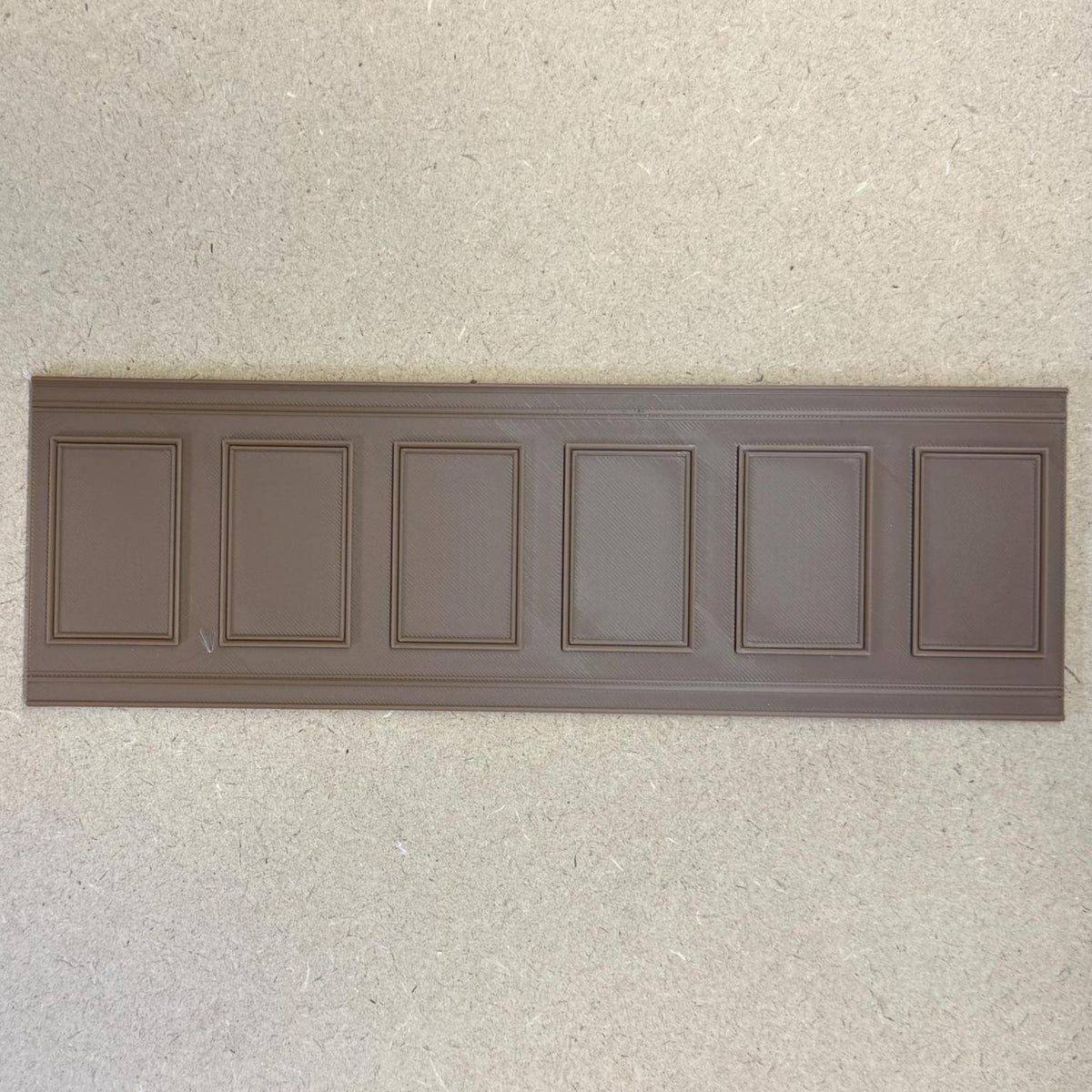 Dollhouse Embossed Wainscot Panel 1:12 Scale Classic Raised Rectangle Wall Molding 9-13/16 inch long (3D printed) (light brown) - J012