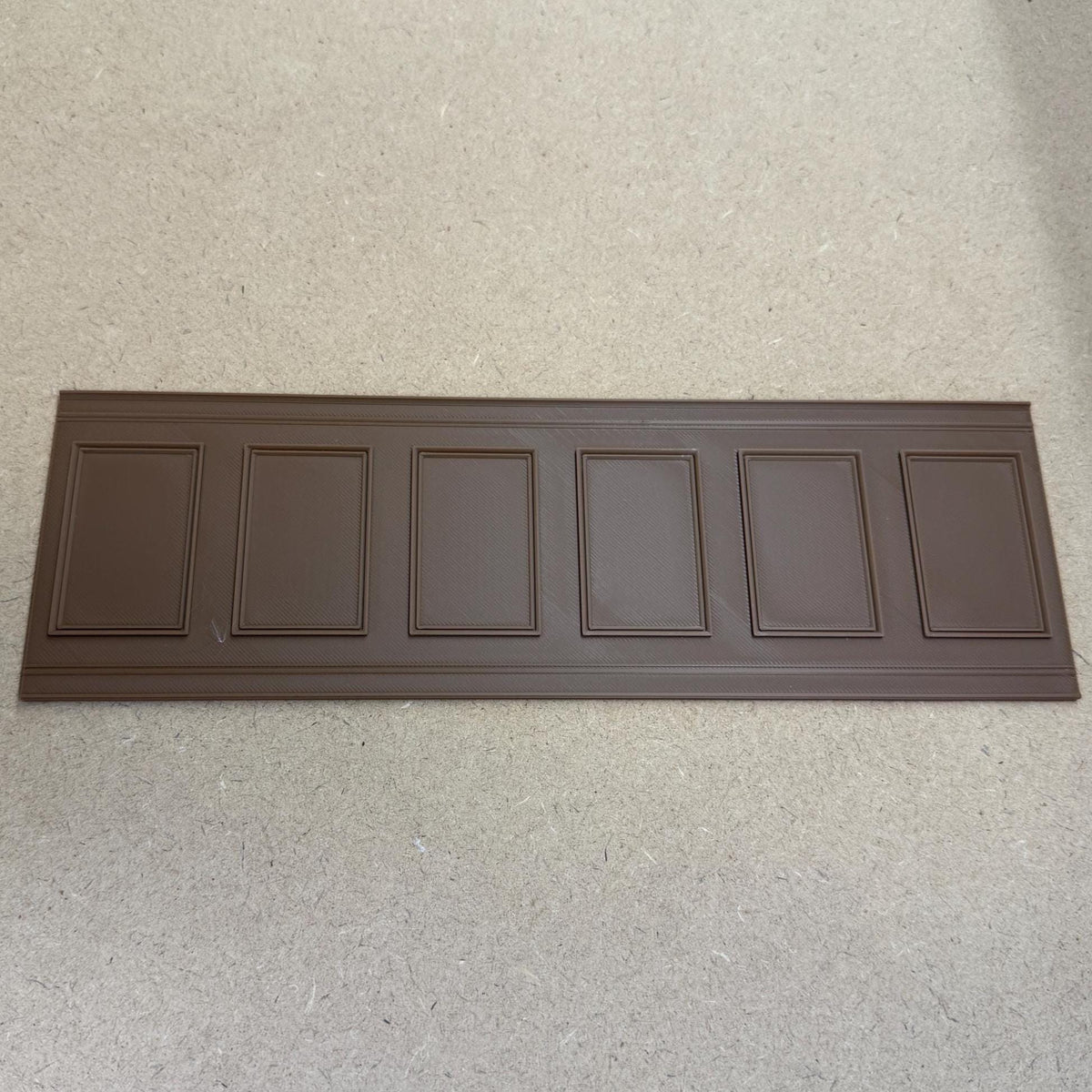 Dollhouse Embossed Wainscot Panel 1:12 Scale Classic Raised Rectangle Wall Molding 9-13/16 inch long (3D printed) (light brown) - J012