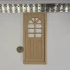 1:12 Scale Miniature Dollhouse Door with Arched Window and 2 Flat Frames, 6-7/8 inch high Dollhouse Supply (beige)