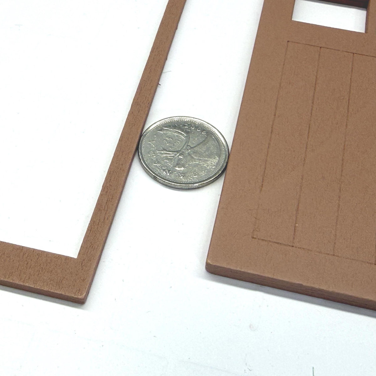 1:12 Scale Miniature Dollhouse 6 Pane Door with 2 Flat Frames, 6-7/8 inch high (brown)