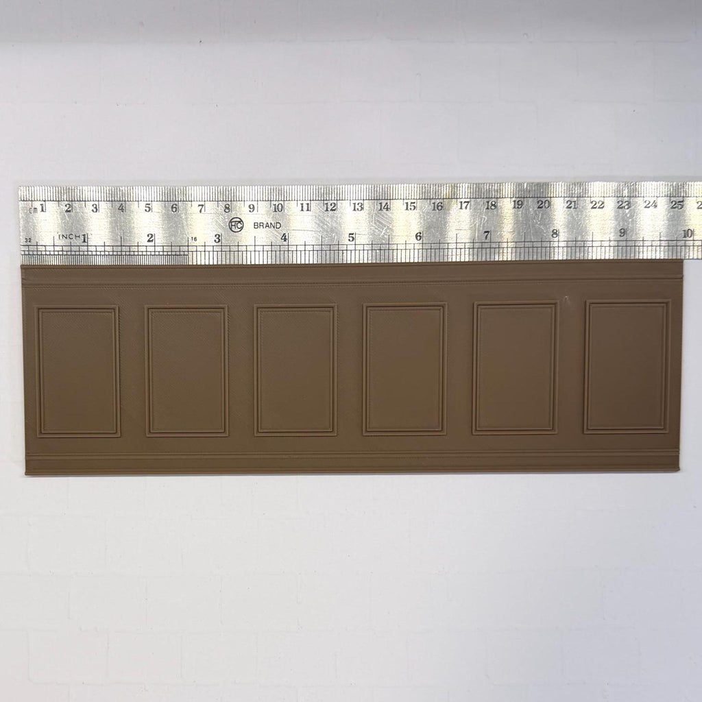 Dollhouse Embossed Wainscot Panel 1:12 Scale Classic Raised Rectangle Wall Molding 9-13/16 inch long (3D printed) (light brown) - J012