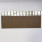 1:12 scale miniature embossed raised rectangle wainscot panel in light brown, 6 panels in a row, shown with a ruler