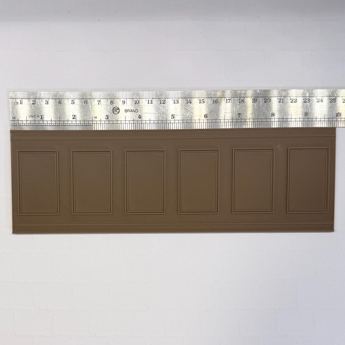 Dollhouse Embossed Wainscot Panel 1:12 Scale Classic Raised Rectangle Wall Molding 9-13/16 inch long (3D printed) (light brown) - J012
