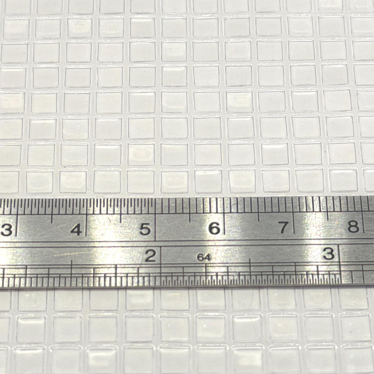 1:12 Scale Miniature Embossed Window Film Set of 2, Clear Textured Glass Block Style, Cut to Size, 8-1/4 inch long, Dollhouse Craft Supply