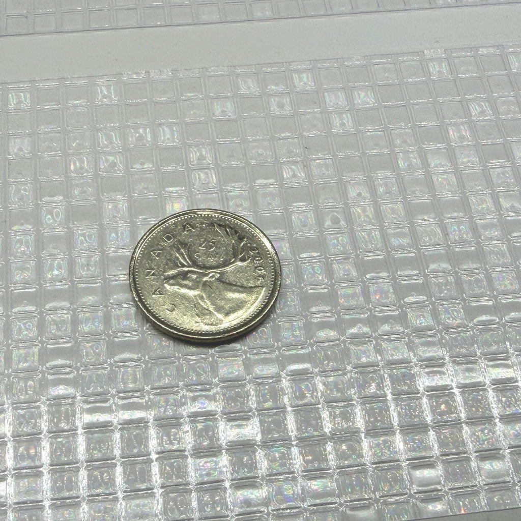 1:12 Scale Miniature Embossed Window Film Set of 2, Clear Textured Glass Block Style, Cut to Size, 8-1/4 inch long, Dollhouse Craft Supply
