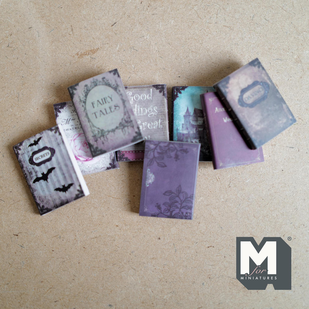 Assorted Miniature Novels Set of 8 , 1-3/8 inch tall (empty pages) - C037