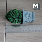 Miniature Oval Boxwood Topiary in Ornate Stone-Finish Planter 1:12 Scale Fairy Garden 3-9/16 inch tall (resin) - I048