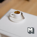 Miniature Cup of Espresso with Saucer and Spoon 1:12 Scale Diorama Beverage Coffee 1/2 inch tall (fixed set) - E079