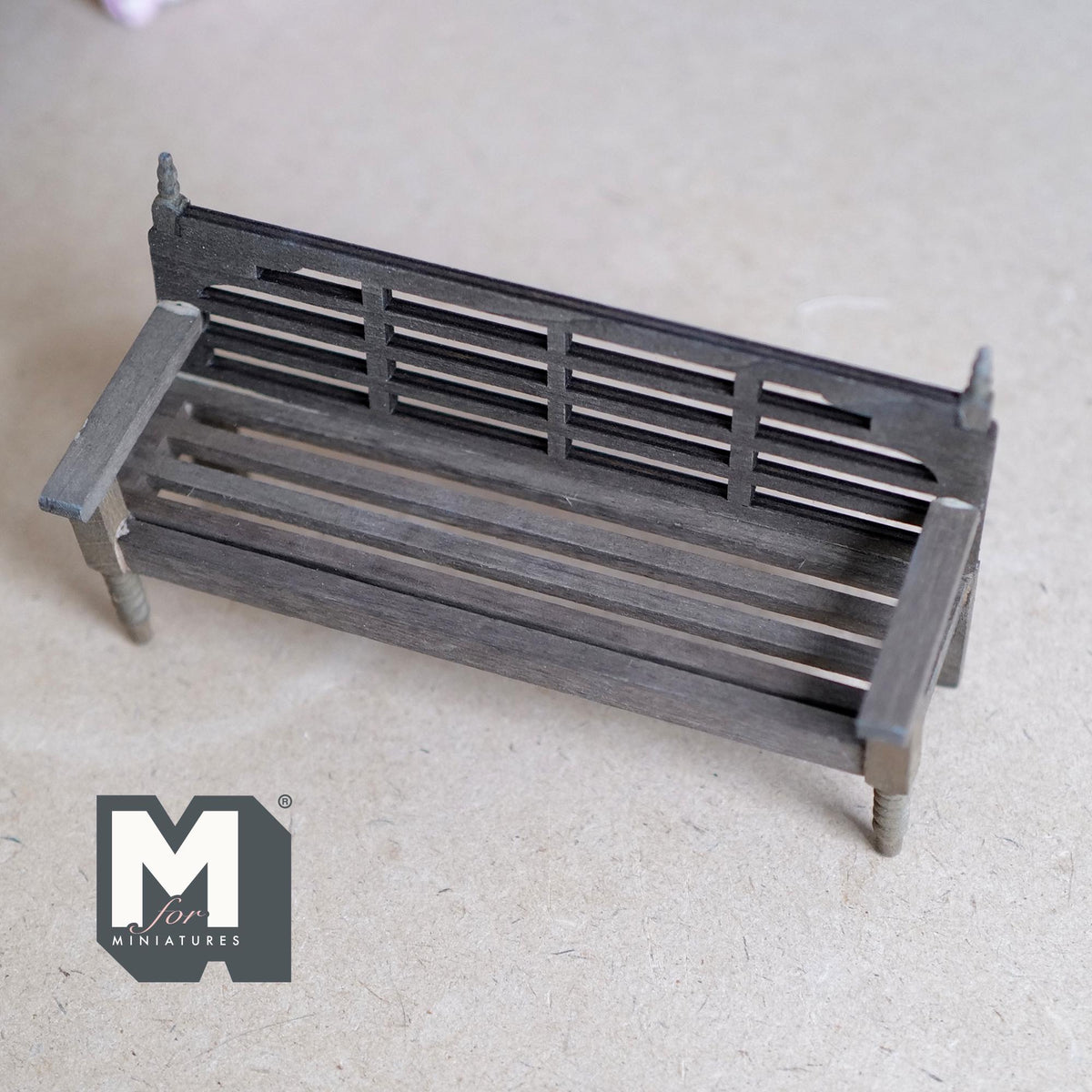 Miniature Garden Bench 1:12 Scale Dollhouse Fairy Garden Slatted Bench Outdoor Chair 5-7/16 inch long (brown) - K017