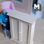 Dollhouse Closet Unpainted 1:12 Scale Miniature Wardrobe Armoire 5-11/16 inch tall (style b) - i014