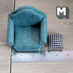 Miniature Armchair with Houndstooth Cushion 1:12 Scale Dollhouse Furniture Sofa 2-3/4 inch tall (blue) - K016