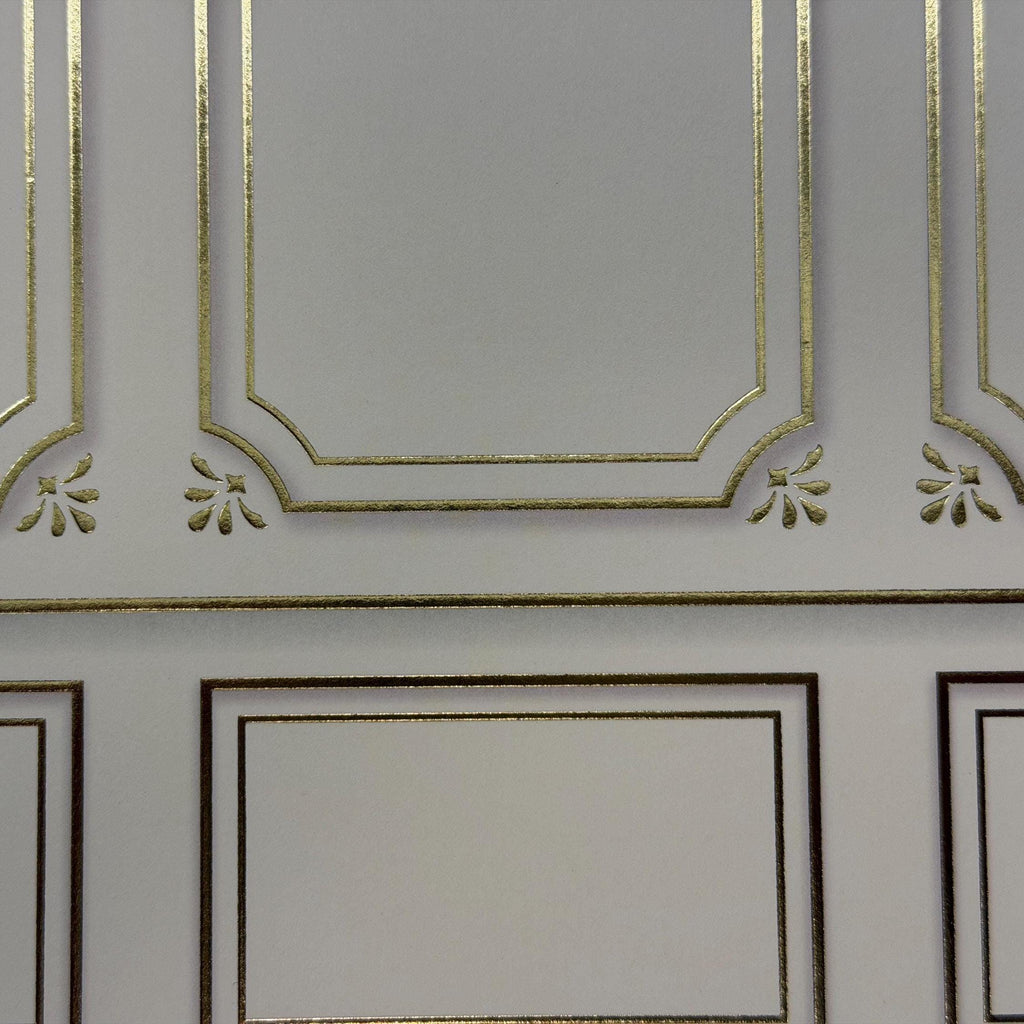 1:12 Scale Miniature Boiserie Wallpaper, Neoclassical Embossed Cardstock, Cut to Size, 8-1/4 inch wide, Not Self-Adhesive (cream)