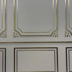 1:12 Scale Miniature Boiserie Wallpaper, Neoclassical Embossed Cardstock, Cut to Size, 8-1/4 inch wide, Not Self-Adhesive (cream)