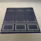 1:12 Scale Embossed Boiserie Wallpaper with Gold Foil Panels, 8-1/4 inch square, DIY Dollhouse Supply (not self-adhesive) (charcoal)