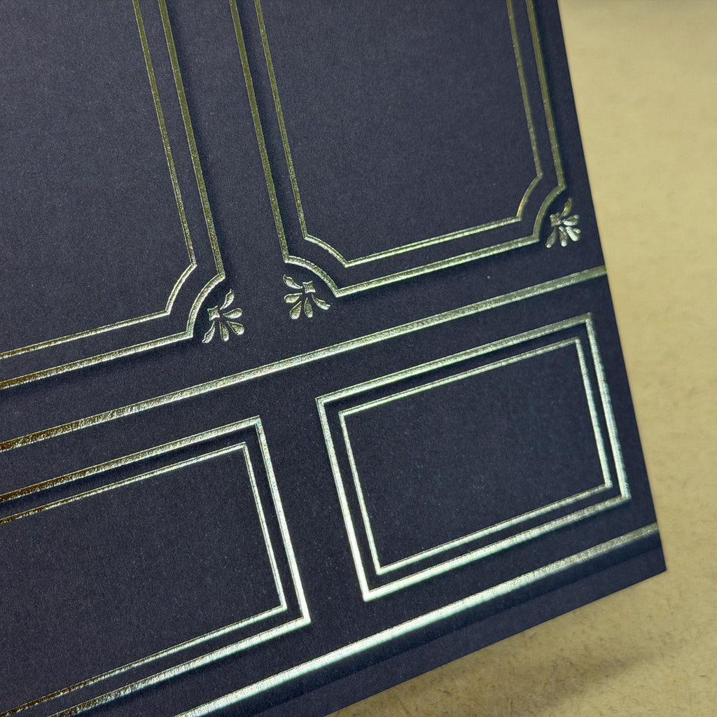 1:12 Scale Embossed Boiserie Wallpaper with Gold Foil Panels, 8-1/4 inch square, DIY Dollhouse Supply (not self-adhesive) (charcoal)