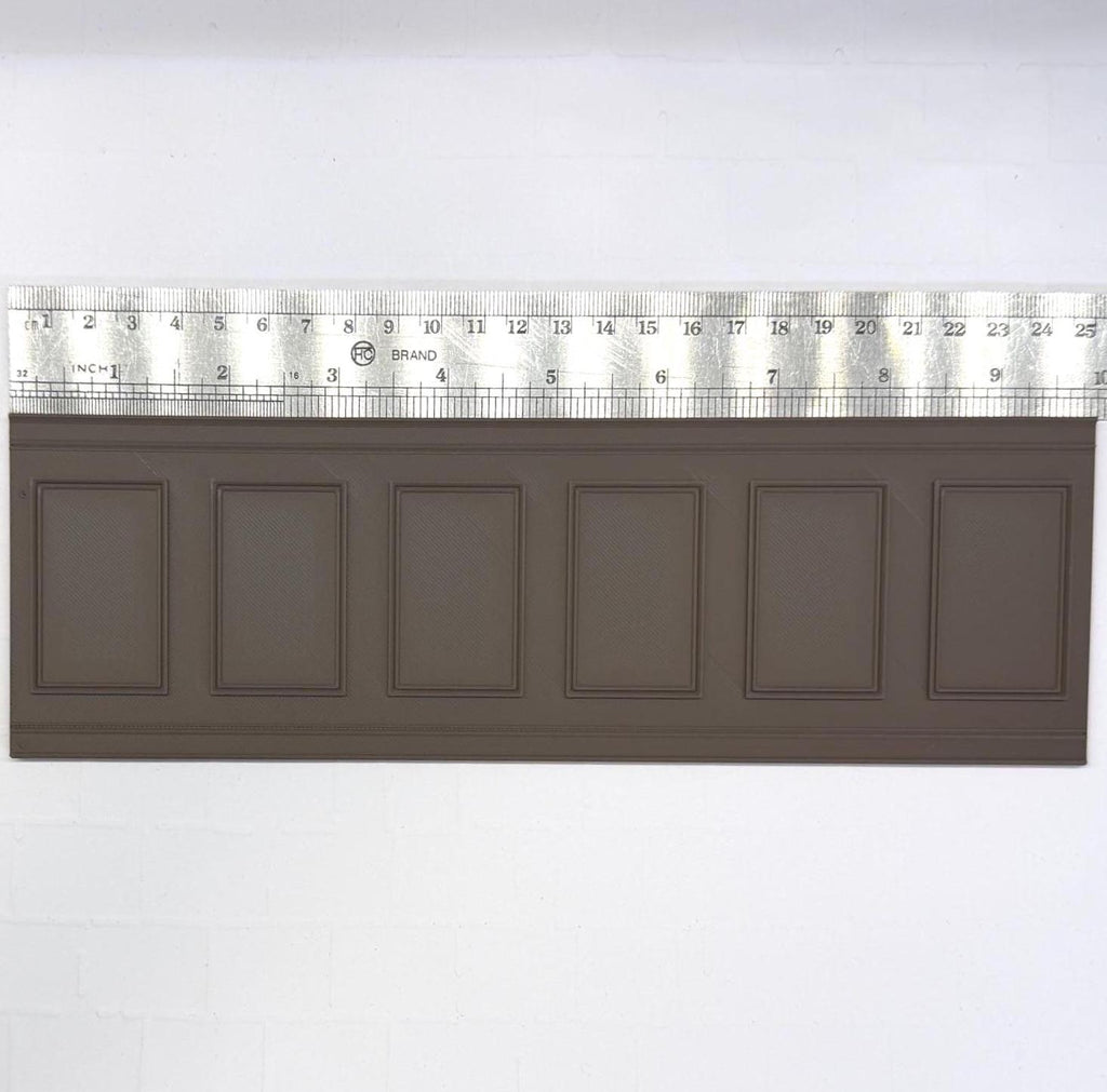 1:12 Scale Miniature Dollhouse Raised Rectangle Wainscot Panel, 9-13/16 inch long (dark brown)