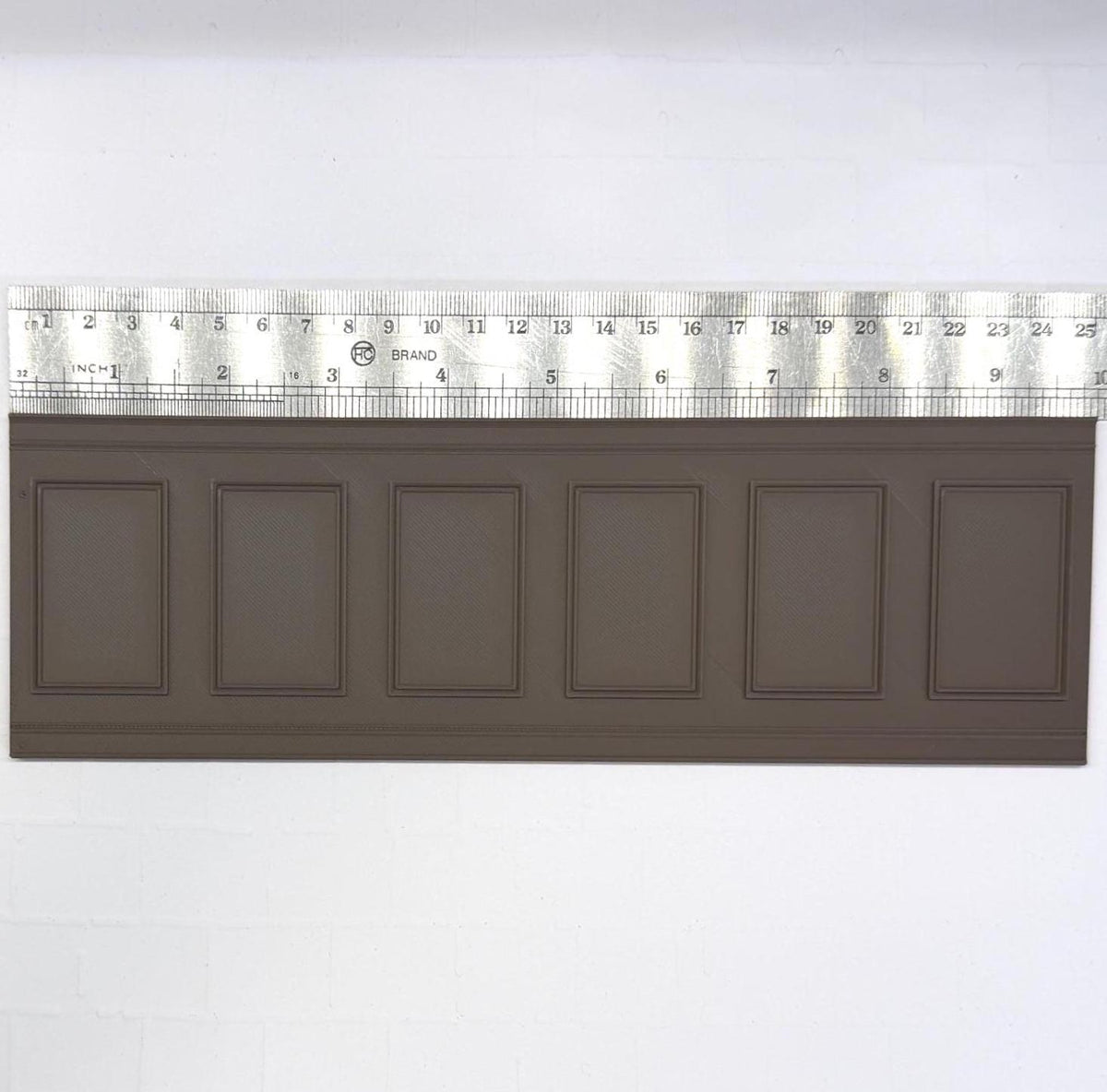 1:12 Scale Miniature Dollhouse Raised Rectangle Wainscot Panel, 9-13/16 inch long (dark brown)