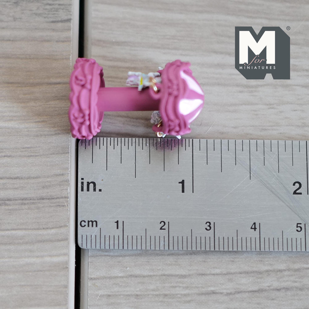 Miniature Carousel 1:12 Scale Dollhouse Decor Spinning Merry Go Round 1-1/8 inch tall (dark purple) (metal) - B051
